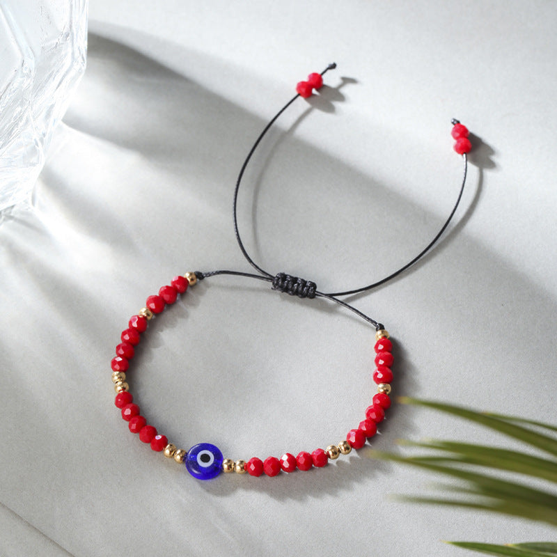 Venta al por mayor Pulsera de aleación de cuentas de cristal de ojo de diablo
